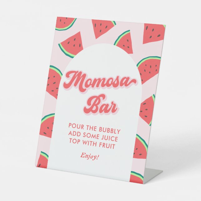 Watermelon Baby Shower Momosa Bar Pedestal Sign (Front)