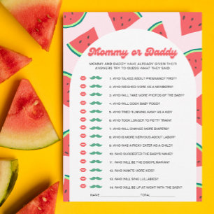 Watermelon Baby Shower Mummy or Daddy Game Card