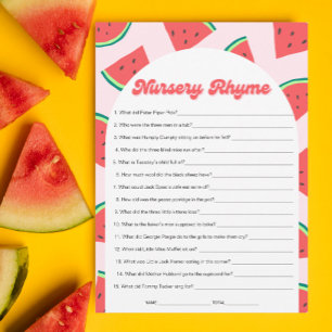 Watermelon Baby Shower Nursery Rhyme Game Card