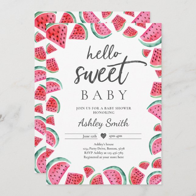 Watermelon Baby Shower Summer Fruit Baby Shower Invitation (Front/Back)