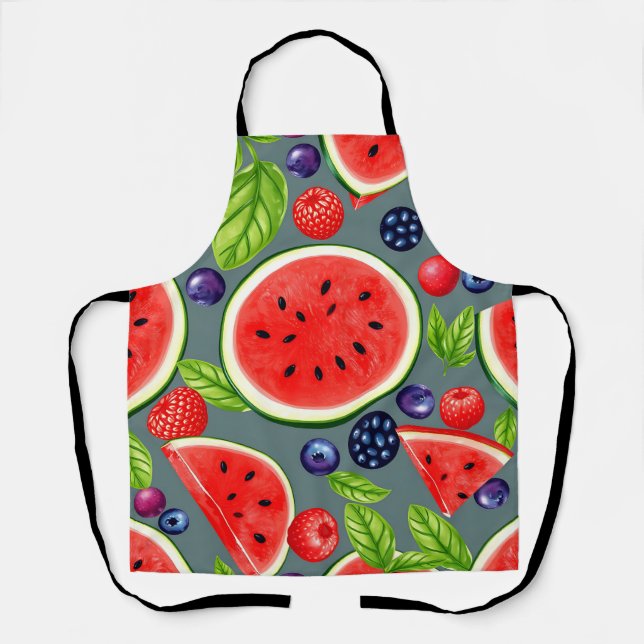 Watermelon Berry Summer Pattern Apron (Front)