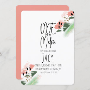 Watermelon Birthday Girl Faux Glitter Painterly Invitation
