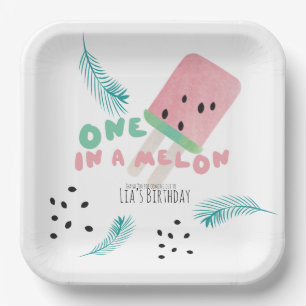 Watermelon Birthday Girl / One in a Melon Paper Plate