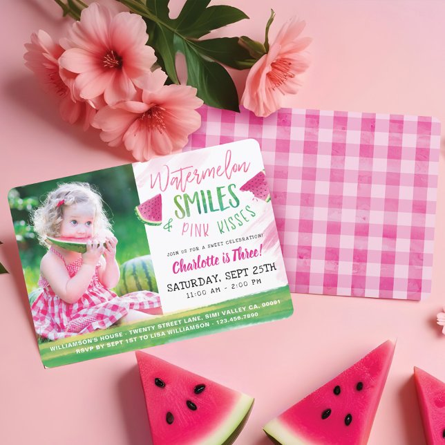 Watermelon Birthday Girl Picnic Party Invitation (Watermelon Birthday Girl Picnic Party Invitation)