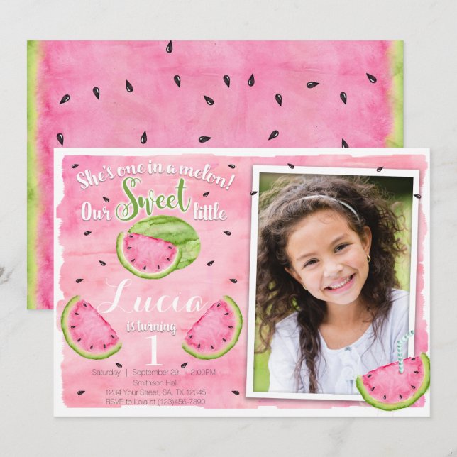 Watermelon Birthday Invitation (Front/Back)