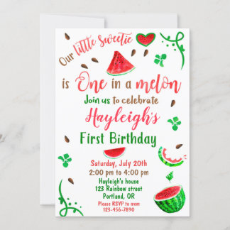 Watermelon birthday invitation Girl first birthday