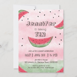Watermelon birthday invitations