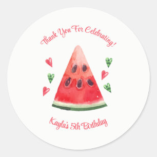 Watermelon Birthday Invitations Classic Round Sticker