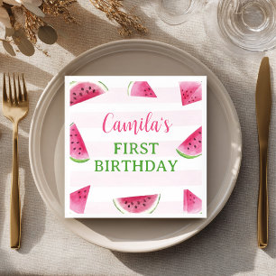 Watermelon Birthday One In A Melon Party Napkin