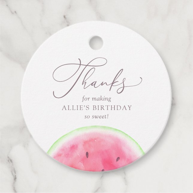Watermelon Birthday Party Favour Tags (Front)