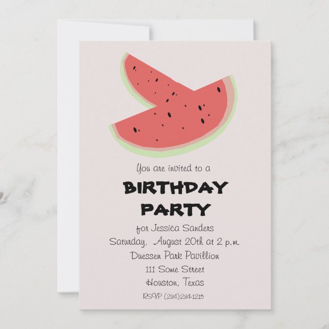 Watermelon Birthday Party Invitations Custom (Front)