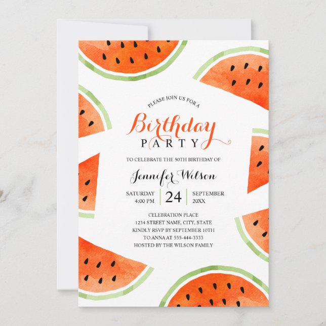 Watermelon Birthday Party Summer Beach Tropical Invitation (Front)