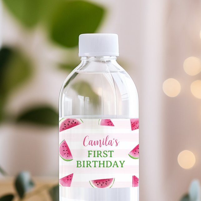 Watermelon Birthday Party Water Bottle Label (Creator Uploaded)