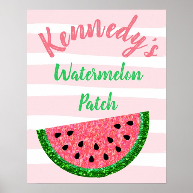 Watermelon birthday Poster, Welcom Sign (Front)