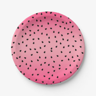 Watermelon Black Seeds Summer Vibes Juicy Pink Paper Plate