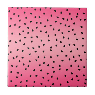 Watermelon Black Seeds Summer Vibes Juicy Pink Tile
