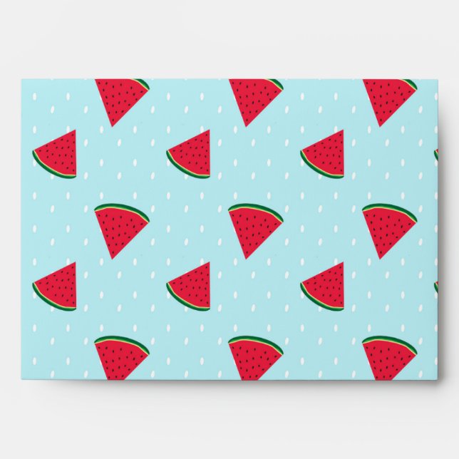 Watermelon Blue Fun Summer Fruit Birthday Party Envelopes (Front)