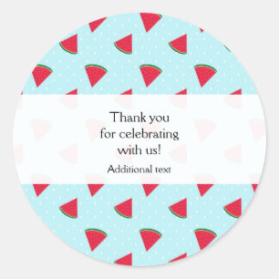 Watermelon Blue Fun Summertime Party Favour Classic Round Sticker