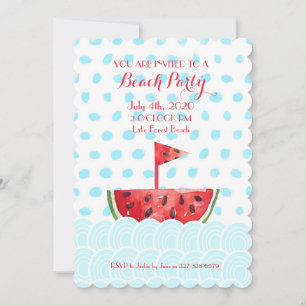 Watermelon Boat Beach Party Invitation