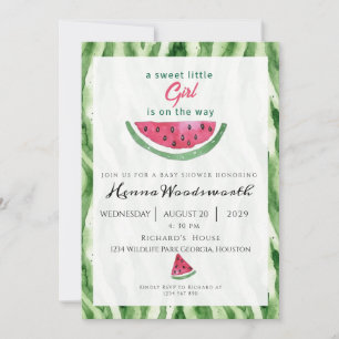 Watermelon Border Sweet Girl Summer  Baby Shower  Invitation