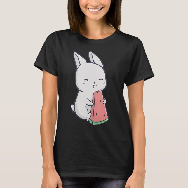 Watermelon Bunny Summer Fruit Watermelon  1 T-Shirt (Front)