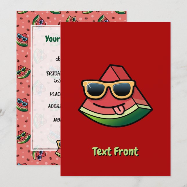 Watermelon Cartoon Invitation (Front/Back)