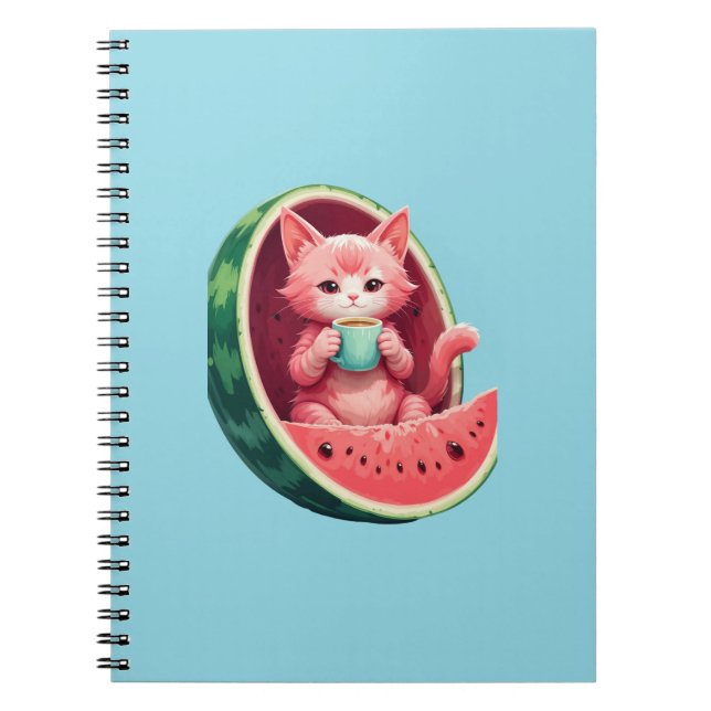 Watermelon Cat Coffee Break Notebook (Front)