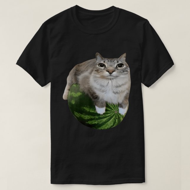 Watermelon Cat | Funny Meme Kitty Art T-Shirt (Design Front)