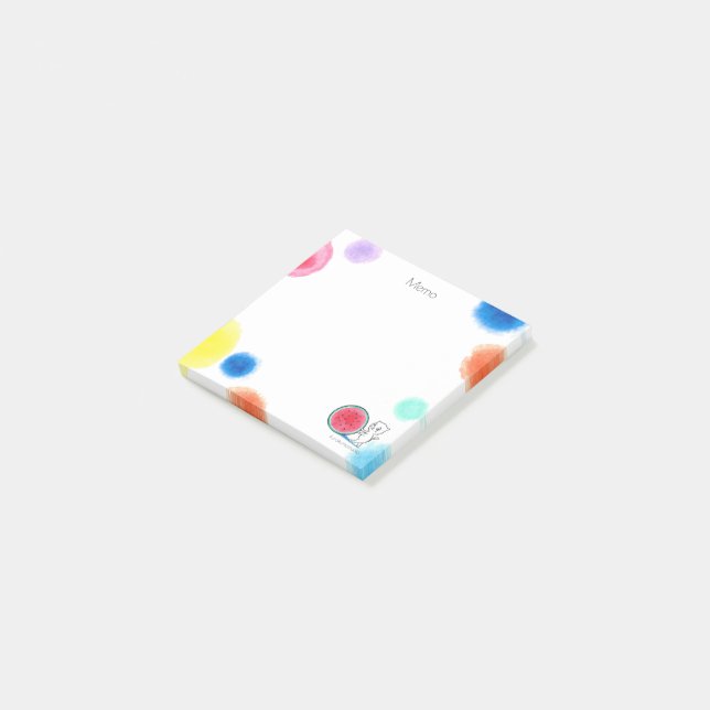 Watermelon Cat Post It Post-it Notes (Angled)