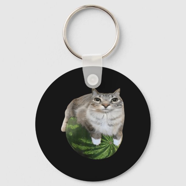 Watermelon Cat Silly Cat Meme  Key Ring (Front)