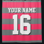 Watermelon Charcoal Sports Jersey Preppy Stripe Shower Curtain<br><div class="desc">Preppy Striped Team Jersey / Sports Jersey / Football Jersey / Rugby Jersey with Custom Name Customise this with your own name or team name and a number. You can change the size, colour and placement of the text if you need to make changes, change the colour of or remove...</div>