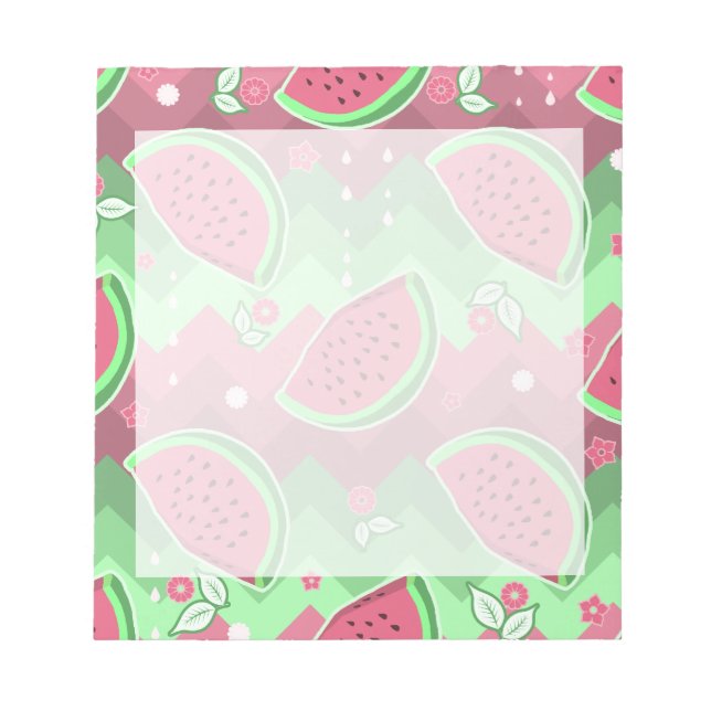 Watermelon Chevron Pattern Notepad (Front)