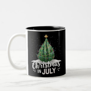 Watermelon Christmas Tree Christmas In July Summer Two-Tone Coffee Mug