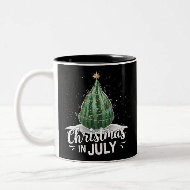 Watermelon Christmas Tree Christmas In July Summer Two-Tone Coffee Mug (Left)