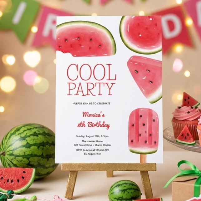 Watermelon cool party birthday invitation (Creator Uploaded)