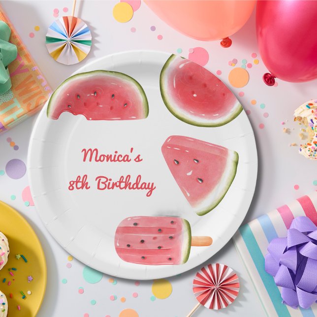 Watermelon cool summer kids birthday paper plate (Creator Uploaded)