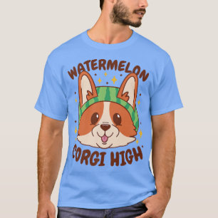 Watermelon Corgi High, Funny Corgi Wearing Waterme T-Shirt
