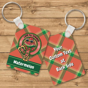 Watermelon Crest over Tartan Keychain