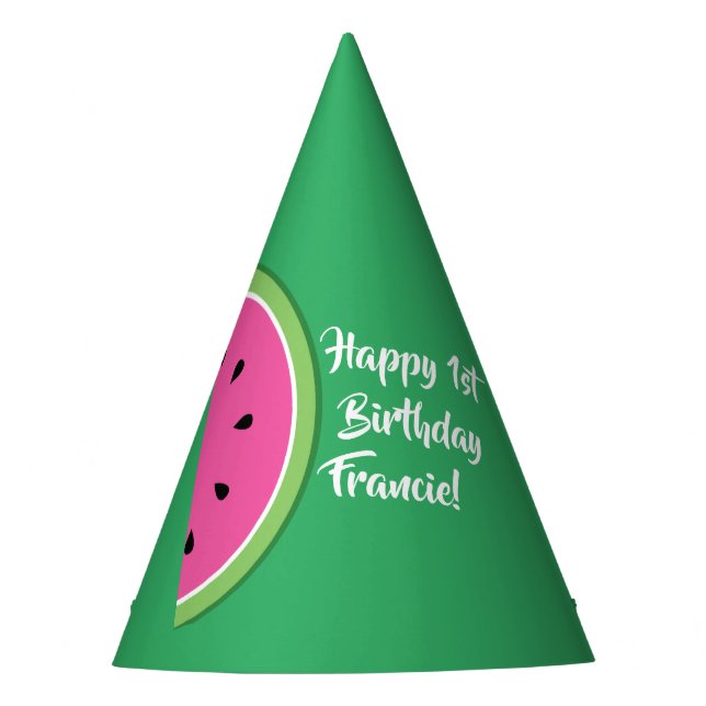 Watermelon Cute 1st Birthday Party Hats (Front)