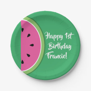 Watermelon Cute Colourful 1st Birthday Plates