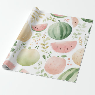 Watermelon Cute Colourful Pink Green Wrapping Paper