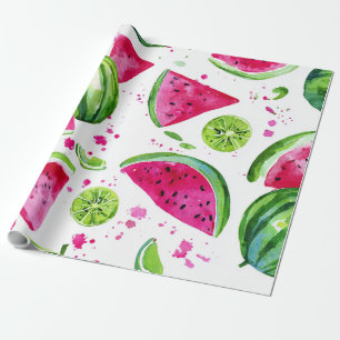 Watermelon Cute Colourful Pink Green Wrapping Paper
