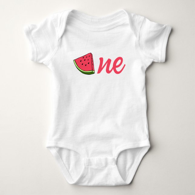 Watermelon Cute One in a Melon 1st Baby Birthday Bodysuit (Front)