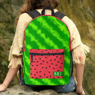 Watermelon Cute Summer Melon Fruit Custom Monogram Printed Backpack