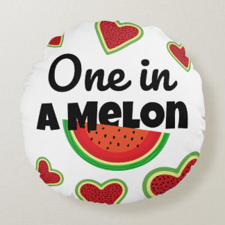 Watermelon Delight: One in a Melon Round Pillow