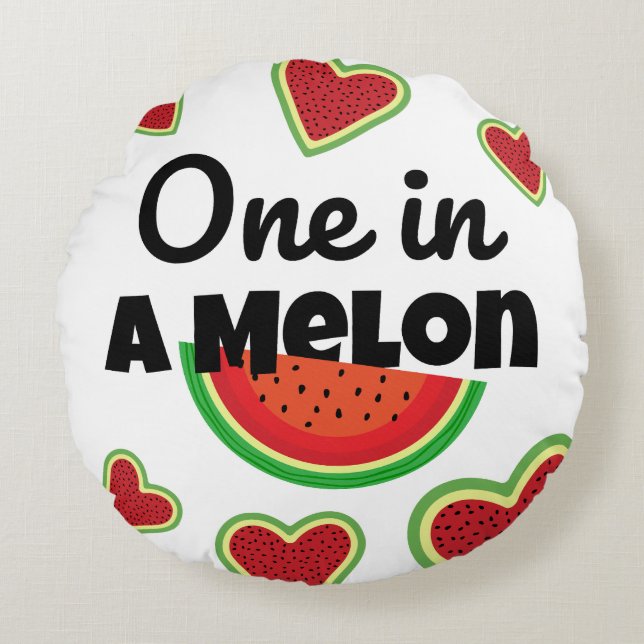 Watermelon Delight: One in a Melon Round Pillow (Front)