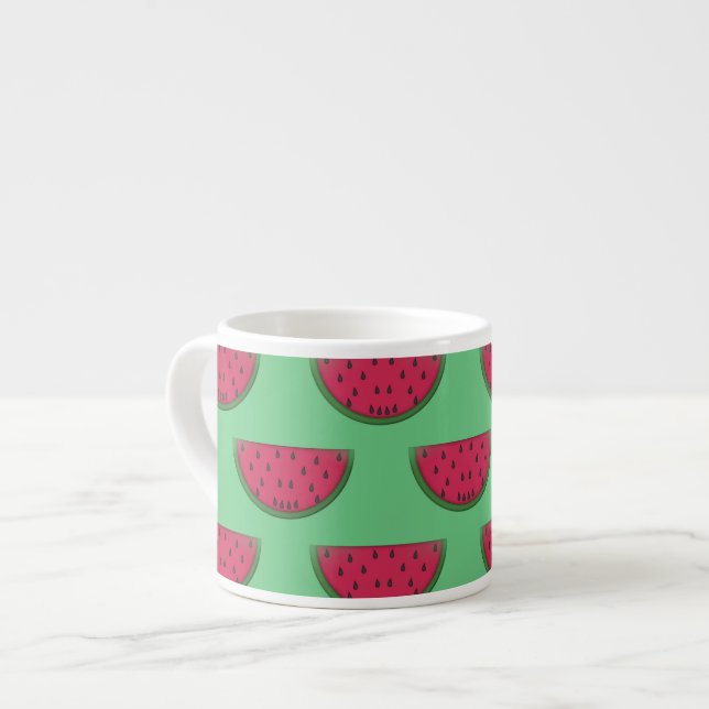 Watermelon Design Bone China Espresso Mugs (Front Left)