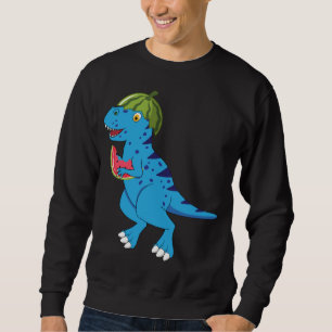 Watermelon Dinosaur T Rex Summer Fruit Art Dino Lo Sweatshirt