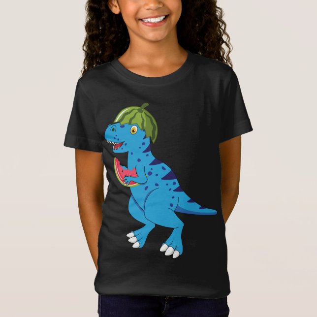 Watermelon Dinosaur T Rex Summer Fruit Art Dino Lo T-Shirt (Front)