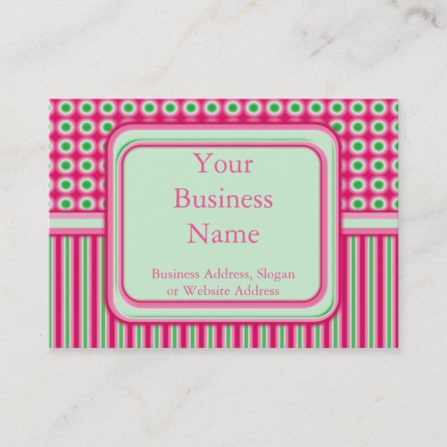 Watermelon Dots & Stripes Business Card (Front)